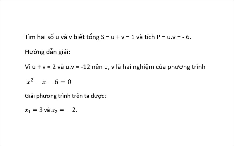 Tìm hai số khi biết tổng S, tích P dựa trên định lý Viet